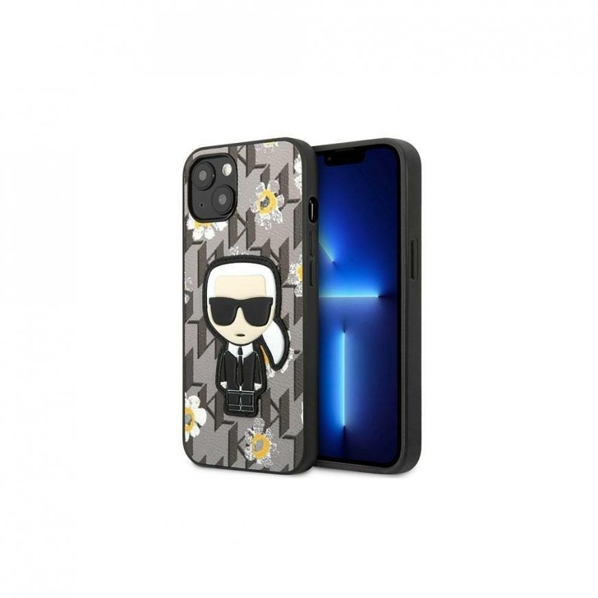 Case Karl Lagerfeld KLHCP13MPMNFIK1 iPhone 13 6.1" gray/grey floral icon Karl – 3