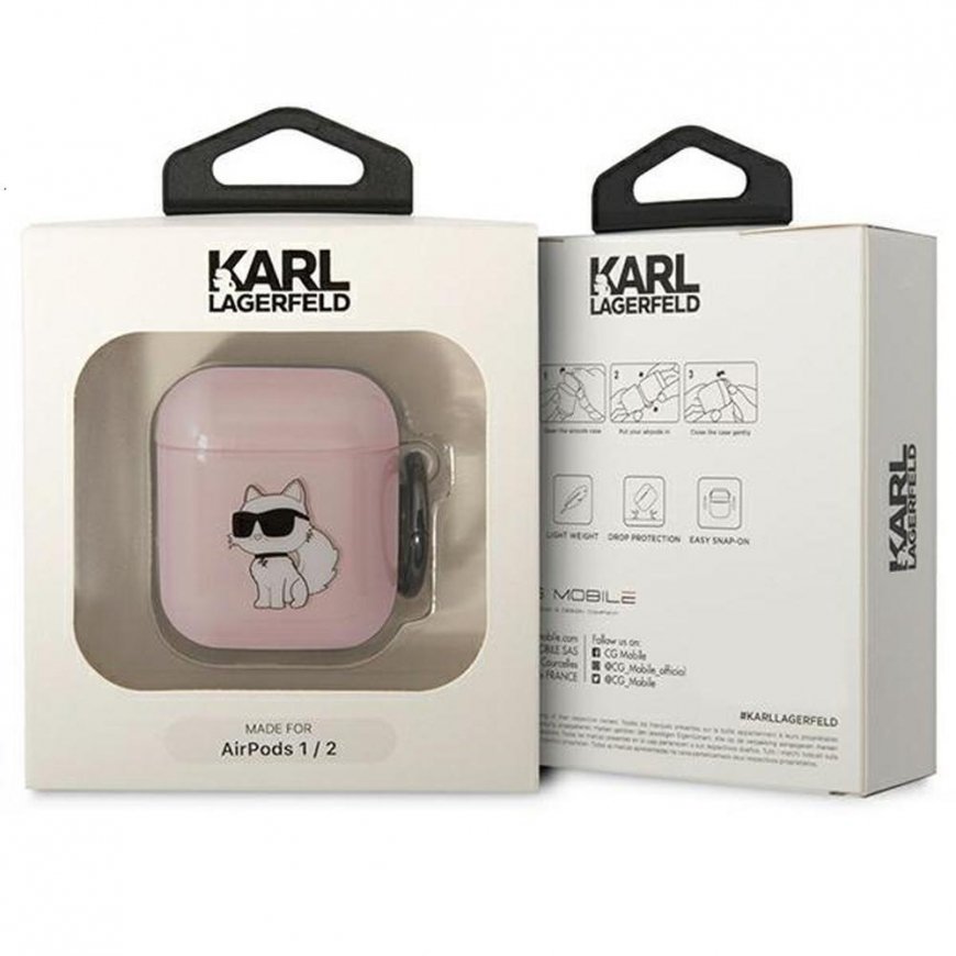 Case Karl Lagerfeld etui for Airpods 1 / 2 KLA2HNCHTCP pink Ikonik Choupette – 3