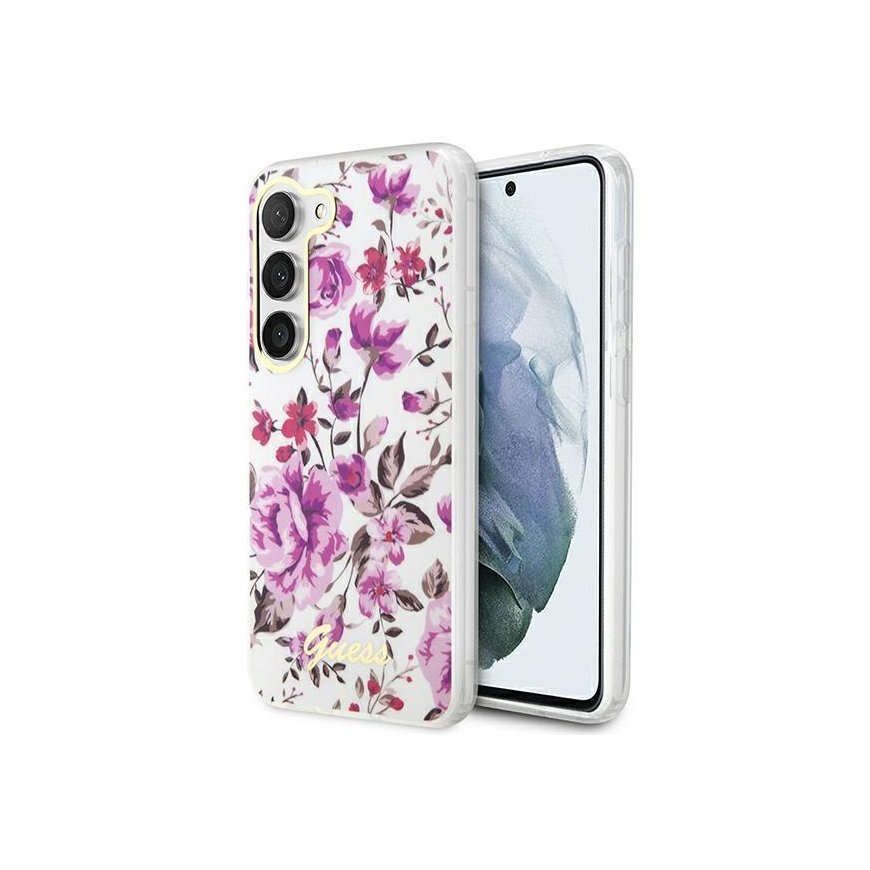 Guess dėklas, skirtas Samsung Galaxy S23 Plus GUHCS23MHCFWST baltas HC IML Flower