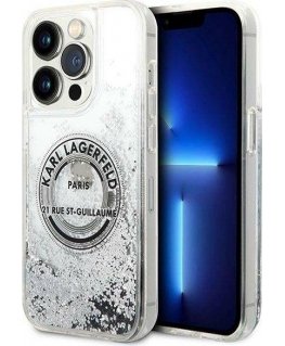 Karl Lagerfeld case for iPhone 14 Pro Max 6.7" KLHCP14XLCRSGRS silver hardcase Liquid Glitter RSG
