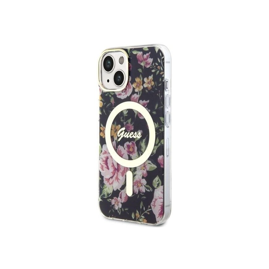 Guess case for iPhone 14 Plus 6.7" GUHMP14MHCFWSK Black Hardcase Magsafe IML Flower – 2
