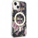 Guess case for iPhone 14 Plus 6.7" GUHMP14MHCFWSK Black Hardcase Magsafe IML Flower Guess case for iPhone 14 Plus 6.7" GUHMP14MHCFWSK Black Hardcase Magsafe IML Flower