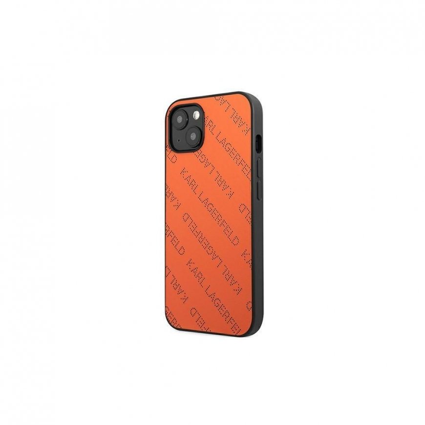 Karl Lagerfeld dėklas iPhone 13 Mini KLHCP13SPTLO oranžinis kietas dėklas Allover Logo