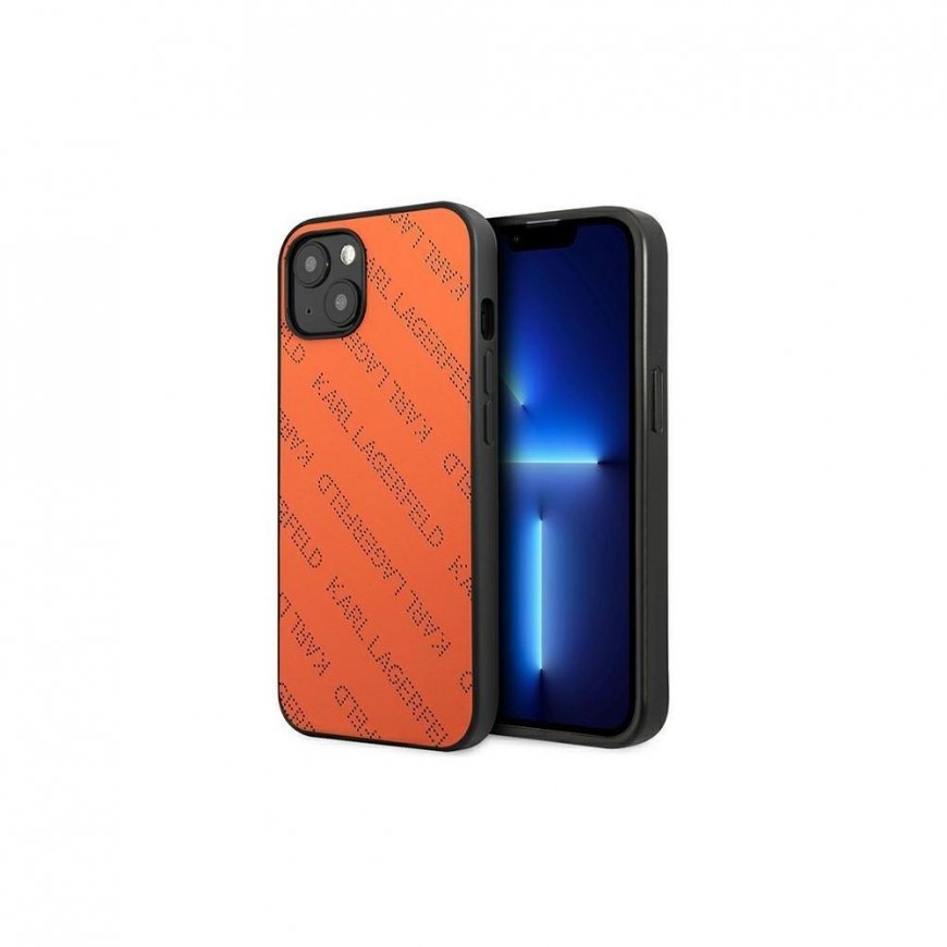 Karl Lagerfeld dėklas iPhone 13 Mini KLHCP13SPTLO oranžinis kietas dėklas Allover Logo – 2