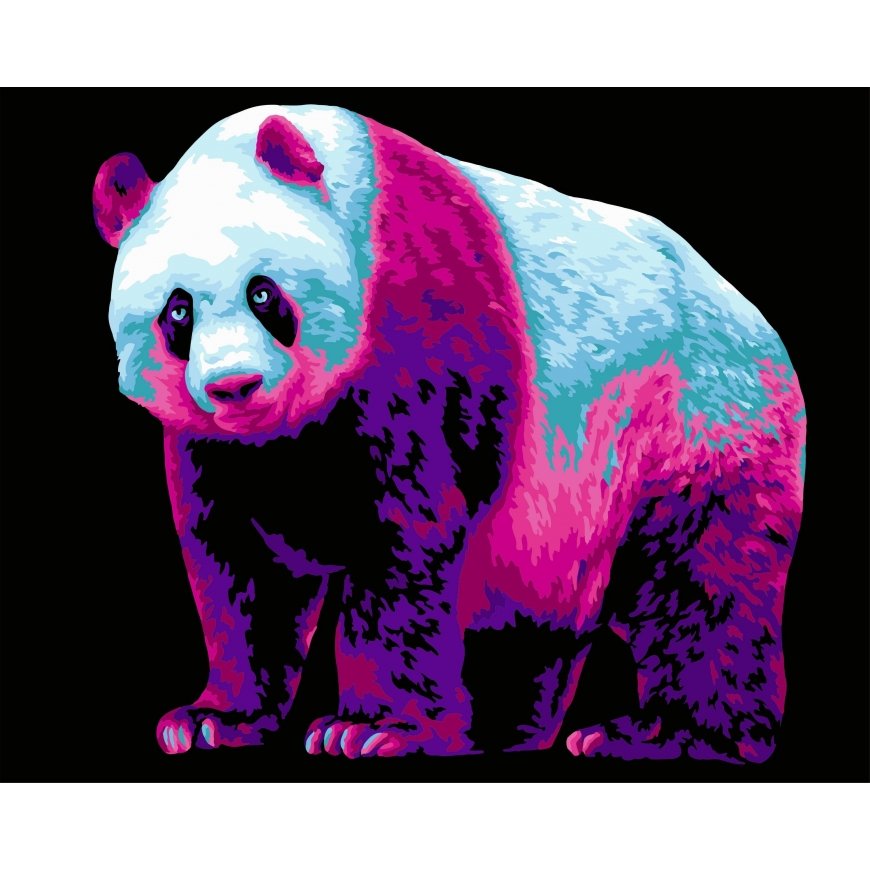 Beldizart Piešimo pagal skaičius rinkinys. H137 Neon Panda 40*50