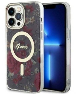 Guess Case for iPhone 14 Pro Max 6.7" GUHMP14XHCFWSA Khaki Hard Case Magsafe IML Flower