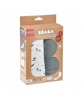 BEABA COTTON 2 PCS. XXL SIZE DIAPER SET 120X120 CM, STORMY WEATHER/SPRING FLOWER