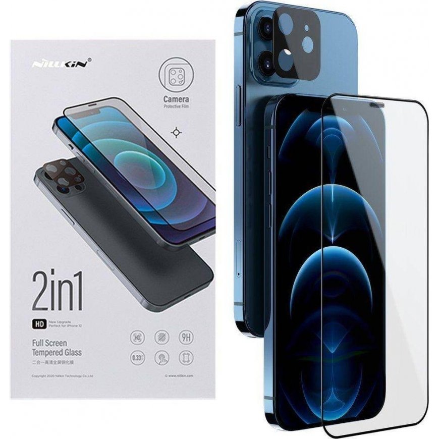 Nillkin 2 viename HD viso ekrano grūdintas stiklas, skirtas Apple iPhone 12 universaliajam telefonui