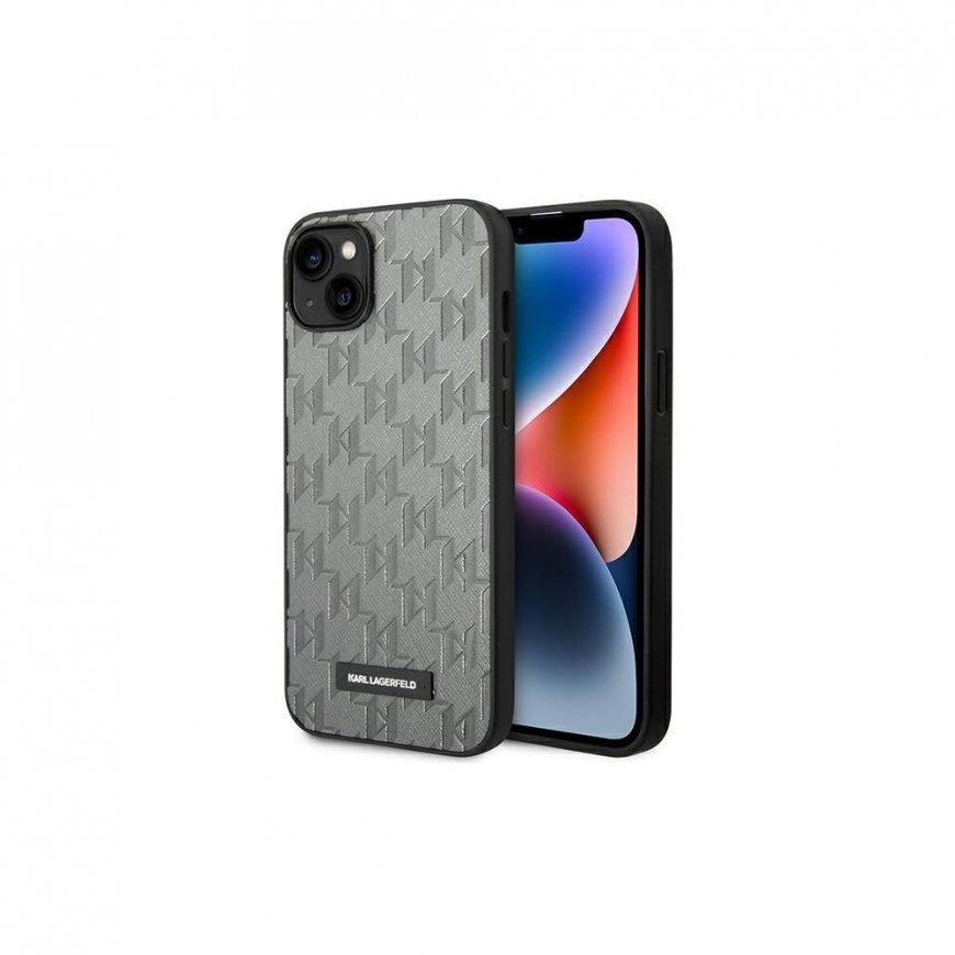 Karl Lagerfeld case iPhone 14 Plus 6.7" KLHCP14MSAKLHPG gray HC PU Saffiano Mono Metal Logo – 2
