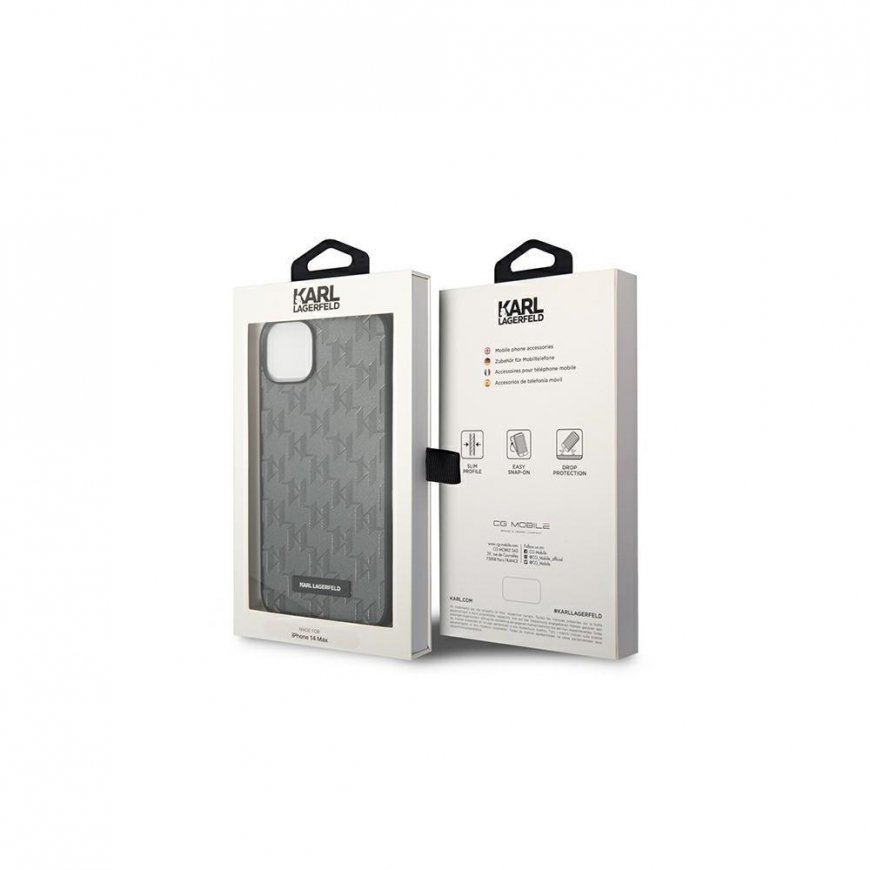 Karl Lagerfeld case iPhone 14 Plus 6.7" KLHCP14MSAKLHPG gray HC PU Saffiano Mono Metal Logo – 4