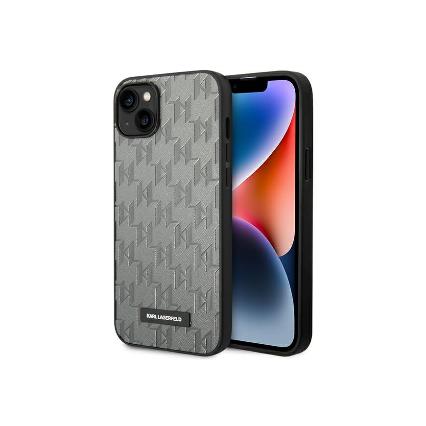 Karl Lagerfeld case iPhone 14 Plus 6.7" KLHCP14MSAKLHPG gray HC PU Saffiano Mono Metal Logo – 5