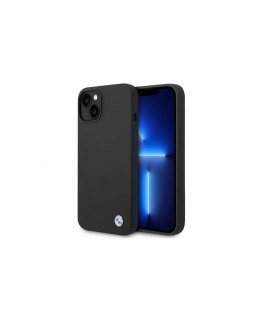 BMW dėklas iPhone 14 Plus 6,7" BMHCP14MSILBK juodas silikono metalo logotipas
