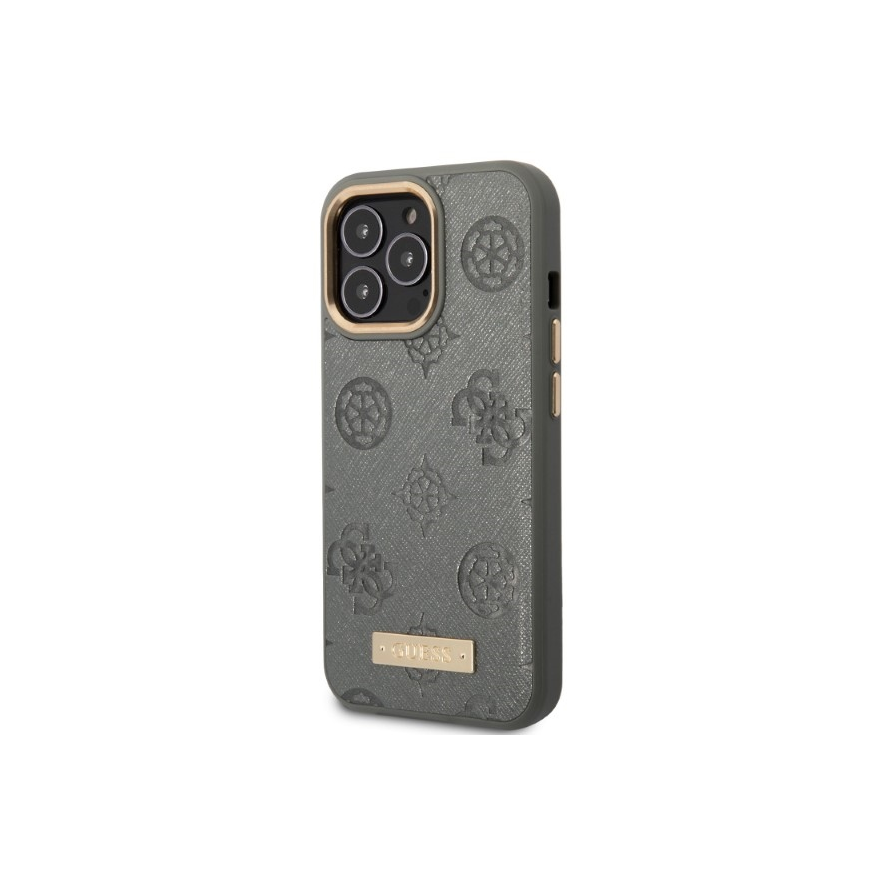 Guess GUHMP13LSAPSTG iPhone 13 Pro / 13 6,1 colio pilkas/pilkas kietas dėklas Peony Logo Plokštė MagSafe – 2