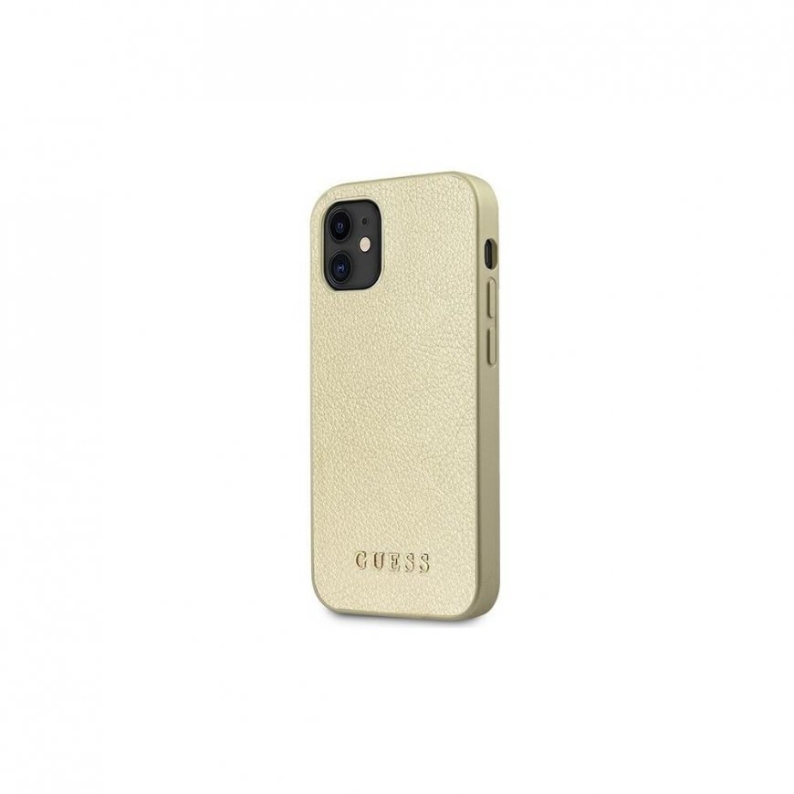 Guess GUHCP12SIGLGO iPhone 12 mini 5,4 colio auksinis/auksinis kietas vaivorykštinis dėklas – 3