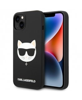 Case Karl Lagerfeld KLHMP14MSLCHBK iPhone 14 Plus 6.7 Inch Hard Case Black / Black Silicone Choupette Head Magsafe