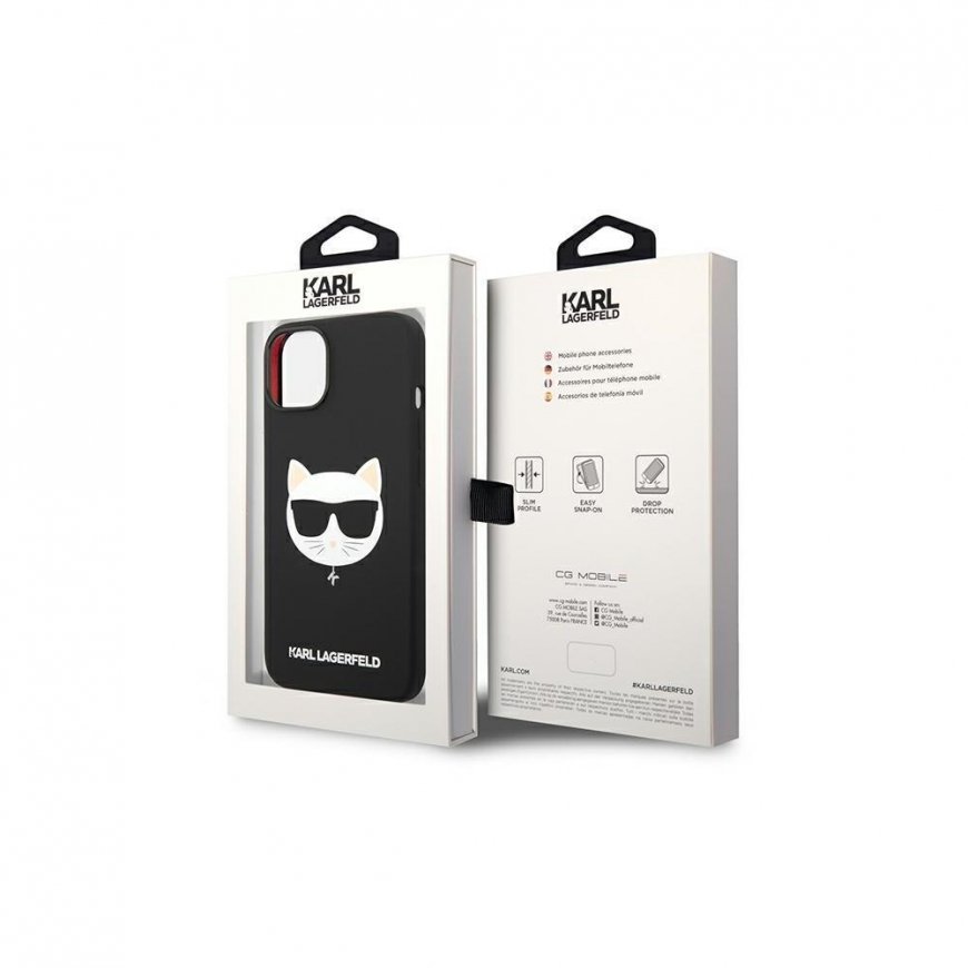 Case Karl Lagerfeld KLHMP14MSLCHBK iPhone 14 Plus 6.7 Inch Hard Case Black / Black Silicone Choupette Head Magsafe – 5