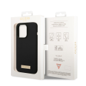 Guess Silicone Logo Plate MagSafe do iPhone 14 Pro Max (juoda)