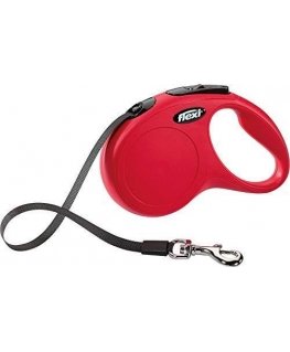 Flexi New Classic S pavadėlis šunims iki 15kg juostinis 5m raudonos spalvos