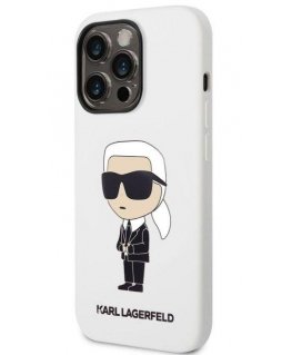 Karl Lagerfeld Case for iPhone 14 Pro Max 6.7" KLHCP14XSNIKBCH White Hard Case Silicone Ikonik