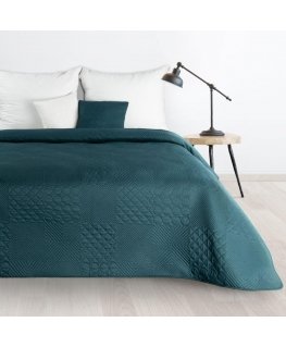 Eurofirany DESIGN 91 BONI / 5 Lovatiesė su karšto spaudimo technika įspaustu skiautinių motyvu, 170X210 cm, spalva: tamsi turkio