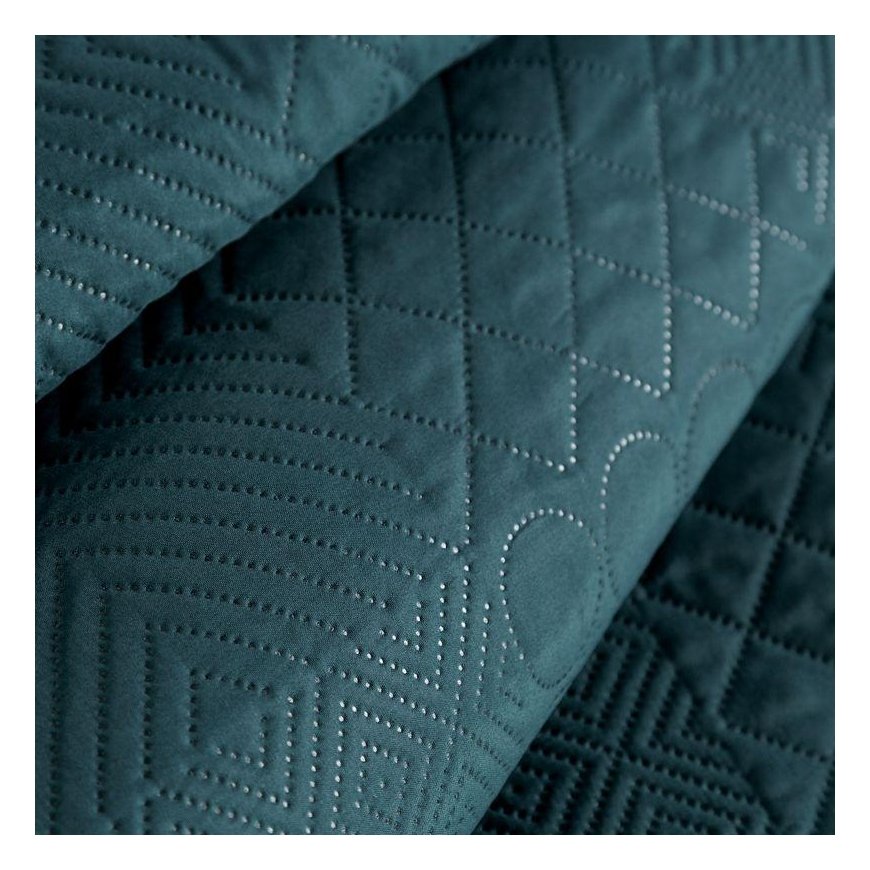 Eurofirany DESIGN 91 BONI / 5 Bedspread with quilt motif printed by hot pressing technique, 170X210 cm, color: dark turquoise Be – 3