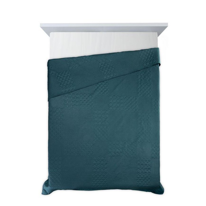 Eurofirany DESIGN 91 BONI / 5 Bedspread with quilt motif printed by hot pressing technique, 170X210 cm, color: dark turquoise Be – 5