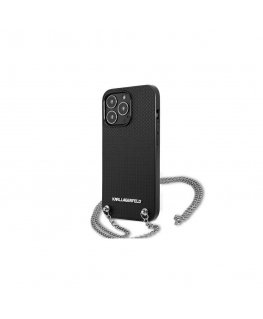 Karl Lagerfeld dėklas iPhone 13 Pro KLHCP13LPMK juodas kietas dėklas Chain Logo