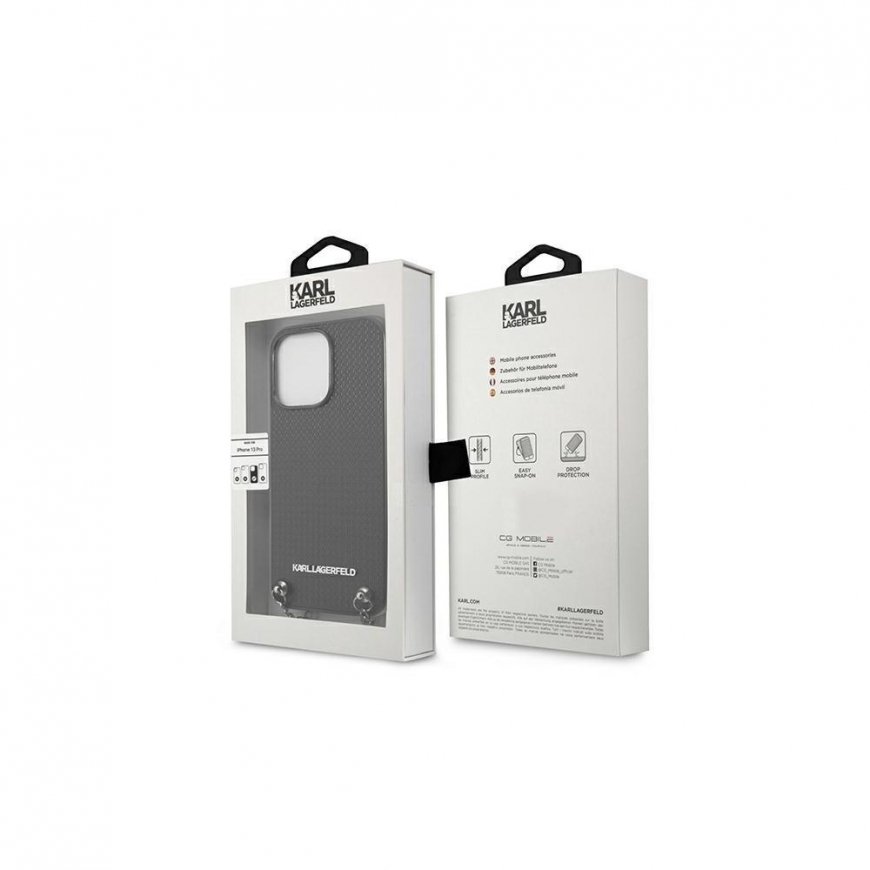 Karl Lagerfeld dėklas iPhone 13 Pro KLHCP13LPMK juodas kietas dėklas Chain Logo – 4