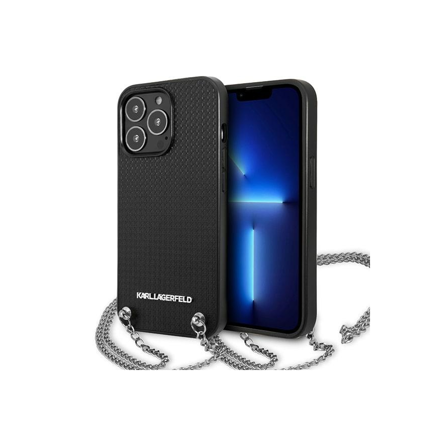 Karl Lagerfeld Case iPhone 13 Pro KLHCP13LPMK Black Hard Case Chain Logo – 5