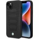Dėklas BMW BMHCP14S22RPSK iPhone 14 6,1" juoda/juodas Leather Seats Pattern
