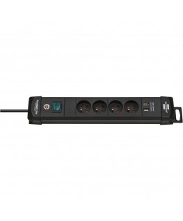 Brennenstuhl Premium-Line surge protector, 4 outlets 1.8 m black (1951144602)