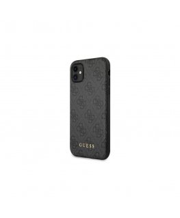 Guess case for iPhone 11 GUHCN61G4GFGR hardcase PU 4G Metal Gold Logo pilkas