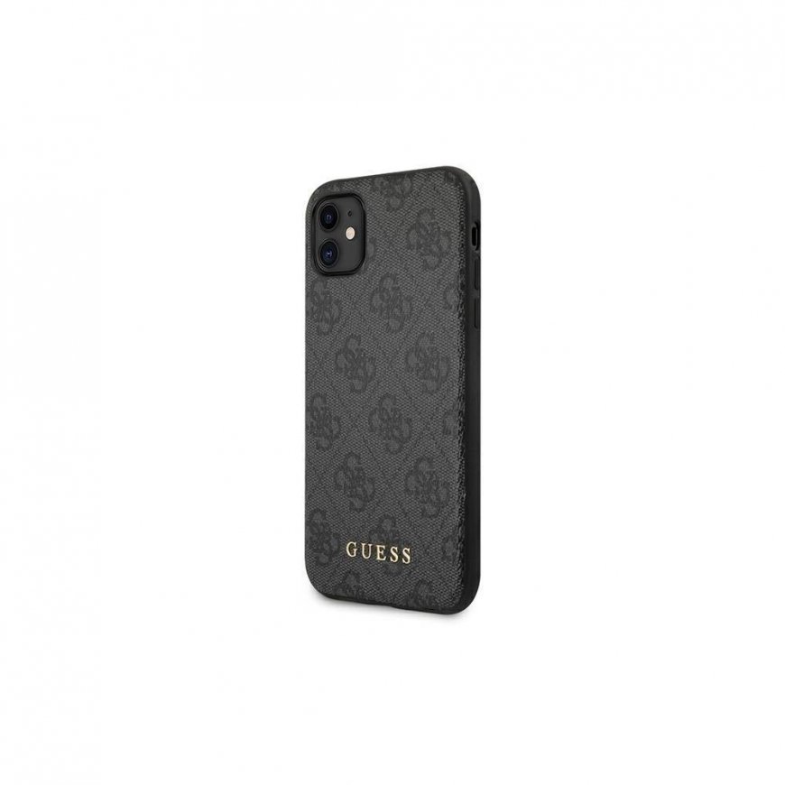 Guess case for iPhone 11 GUHCN61G4GFGR hardcase PU 4G Metal Gold Logo gray
