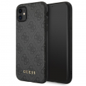 Guess case for iPhone 11 GUHCN61G4GFGR hardcase PU 4G Metal Gold Logo pilkas