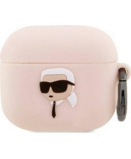 Headphones Karl Lagerfeld Case Karl Lagerfeld KLA3RUNIKP Apple AirPods 3 cover pink silicone Karl Head 3D