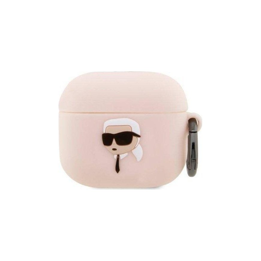 Headphones Karl Lagerfeld Case Karl Lagerfeld KLA3RUNIKP Apple AirPods 3 cover pink silicone Karl Head 3D