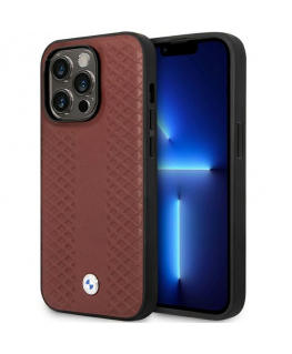 Case BMW BMHCP14L22RFGR iPhone 14 Pro 6.1" burgundy Leather Diamond Pattern