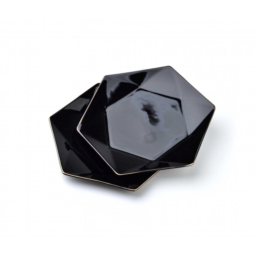 Affek Design RALPH Black set of 2 dessert plates 24.5cm x 21cm x h2cm – 2
