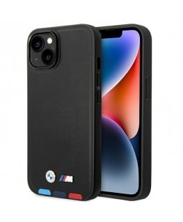 Case BMW BMHMP14M22PTDK iPhone 14 Plus 6.7 inch Black / Black Leather Seal Tri-color Journal Safe