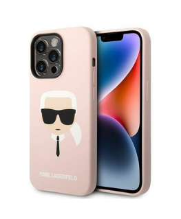 Karl Lagerfeld Hardcase Silicone Karl`s Head Magsafe KLHMP14LSLKHLP Galinis dangtelis, Apple, iPhone 14 Pro, Silikoninis, Rožinė
