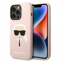 Karl Lagerfeld Hardcase Silicone Karl`s Head Magsafe KLHMP14LSLKHLP Galinis dangtelis, Apple, iPhone 14 Pro, Silikoninis, Rožinė