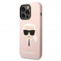 Karl Lagerfeld Hardcase Silicone Karl`s Head Magsafe KLHMP14LSLKHLP Back Cover, Apple, iPhone 14 Pro, Silicone, Pink, 6.1 "
