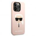 Karl Lagerfeld Hardcase Silicone Karl`s Head Magsafe KLHMP14LSLKHLP Galinis dangtelis, Apple, iPhone 14 Pro, Silikoninis, Rožinė