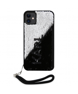 Case Karl Lagerfeld Sequins Reversible Case for iPhone 11 Black|Silver