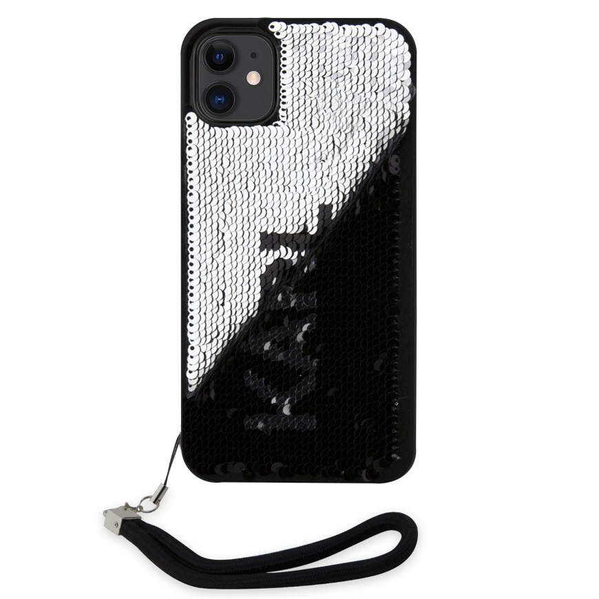 Case Karl Lagerfeld Sequins Reversible Case for iPhone 11 Black|Silver