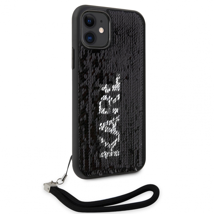 Dėklas Karl Lagerfeld Sequins Reversible Case for iPhone 11 Juodas|Sidabrinis – 2