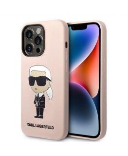 Karl Lagerfeld Case for iPhone 14 Pro Max 6.7" KLHMP14XSNIKBCP Pink Hard Case Silicone Iconic Magsafe