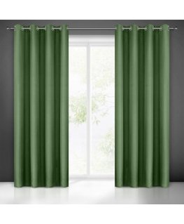 Night curtain Eurofirany RITA made of smooth fabric, 140X250 cm loops / wheels, color: dark green