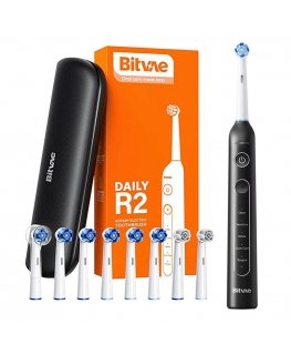 Rotary toothbrush with tips set and travel case Bitvae R2 (black)