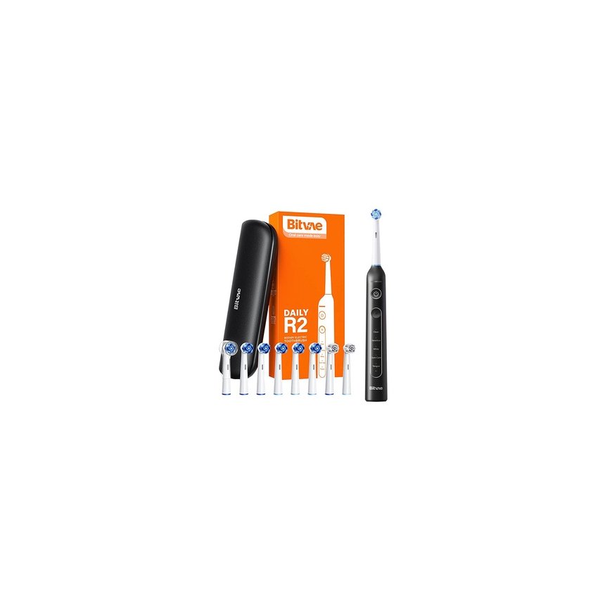 Rotary toothbrush with tips set and travel case Bitvae R2 (black) – 2